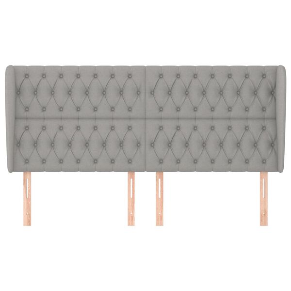 vidaXL Vzglavje z u&scaron;esi svetlo sivo 203x23x118/128 cm blago