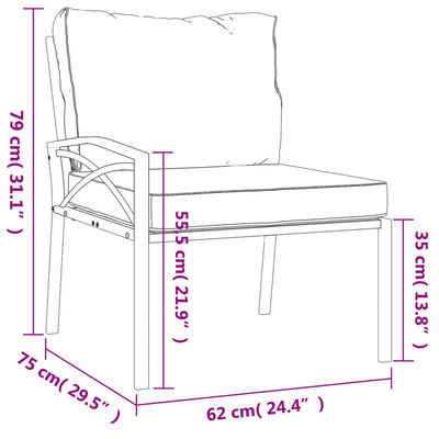 vidaXL Vrtni stoli s sivimi blazinami 2 kosa 62x75x79 cm jeklo
