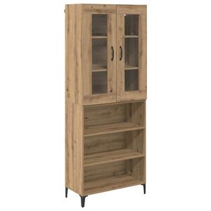 vidaXL Visok predalnik Umetni hrast 69,5 x 34 x 180 cm Inženirski les