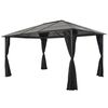 vidaXL Paviljon z zaveso aluminij 4x3x2,6 m črn