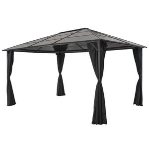 vidaXL Paviljon z zaveso aluminij 4x3x2,6 m črn