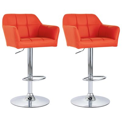 vidaXL Barski stolčki 2 kosa z naslonjali za roke oranžno umetno usnje