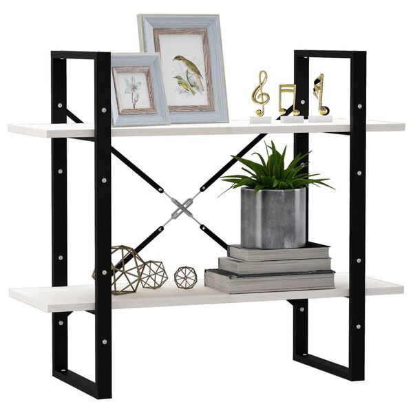 vidaXL Knjižna omara 2-nadstropna bela 80x30x70 cm trdna borovina