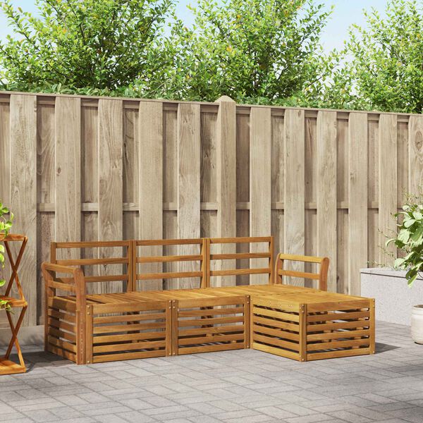 vidaXL Sedežne garniture 4 pcs Naravna Masiven les akacije