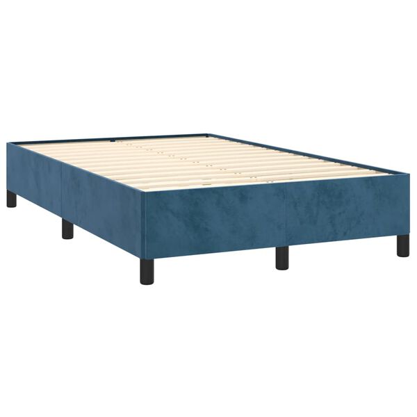 vidaXL Box spring postelja z vzmetnico temno moder 120x190 cm žamet
