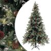 vidaXL Osvetljena novoletna jelka s storži zeleno bela 195 cm PVC PE