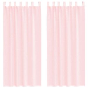 vidaXL Voile zavese z zankami 2 kosa svetlo roza 140x225 cm