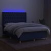 vidaXL Box spring postelja z vzmetnico LED modra 140x190 cm blago