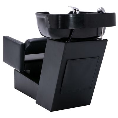 vidaXL Salonski stol z umivalnikom črn 129x59x82 cm umetno usnje