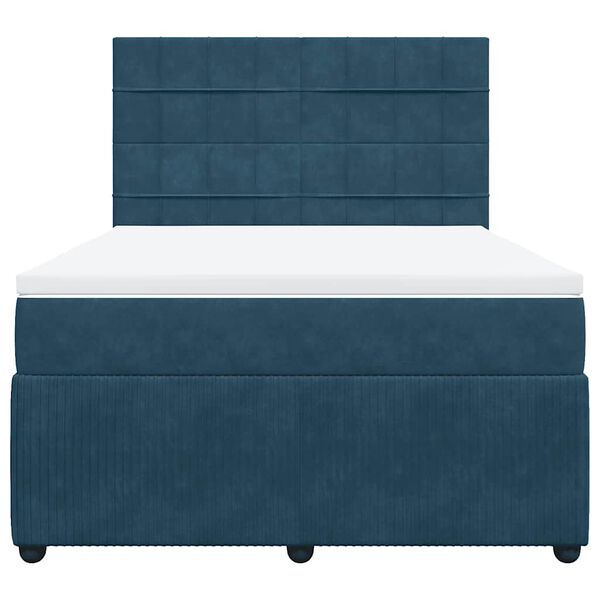 vidaXL Box spring postelja z vzmetnico temno modra 140x200 cm žamet