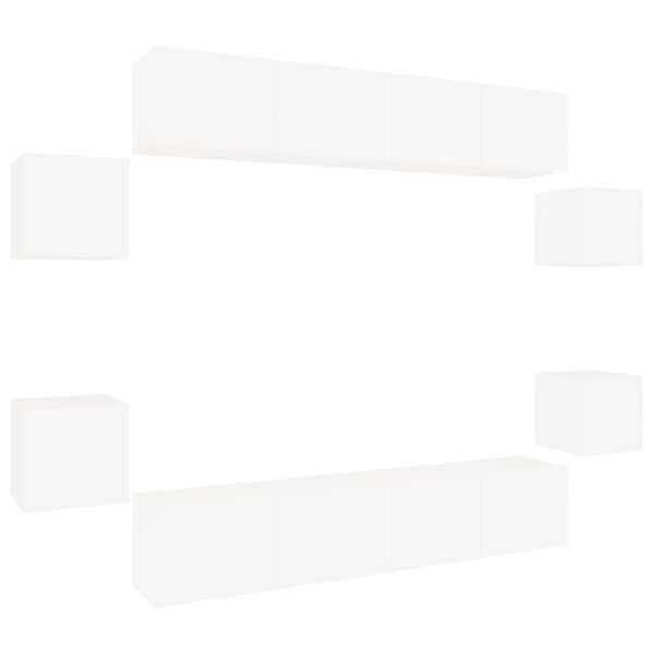 vidaXL Komplet TV omaric 8-delni bel konstruiran les