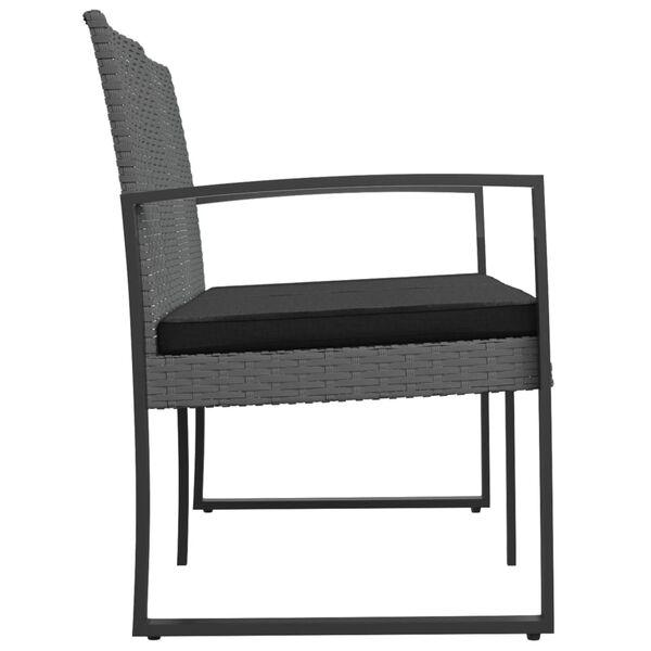 vidaXL Vrtna klop z dvema sediščema z blazinami temno siv PP ratan