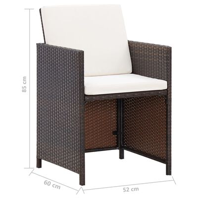 vidaXL Vrtni stoli in stolčki 4-delni komplet poli ratan rjave barve