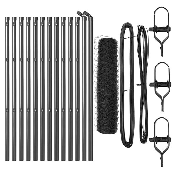 vidaXL Steber ograje. Siva 25 x 0,6 m (50 mm mreža) Jeklo in PVC