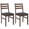 vidaXL Jedilni stoli z blazinami 2 kosa Brown Solid Wood Rubber