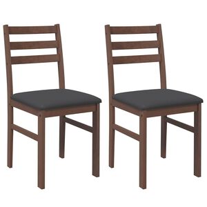 vidaXL Jedilni stoli z blazinami 2 kosa Brown Solid Wood Rubber