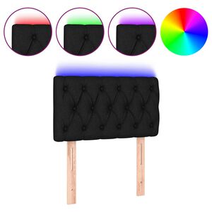 vidaXL LED posteljno vzglavje črno 80x7x78/88 cm blago