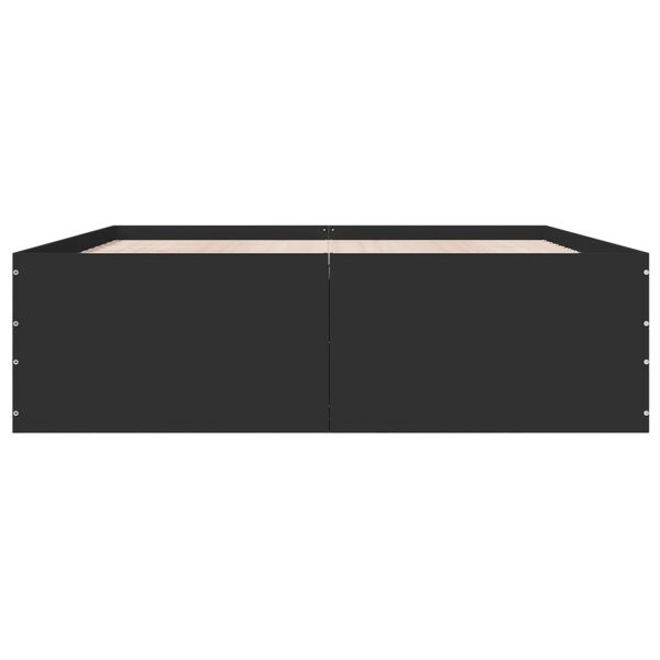 vidaXL Posteljni okvir črn 150x200 cm inženirski les