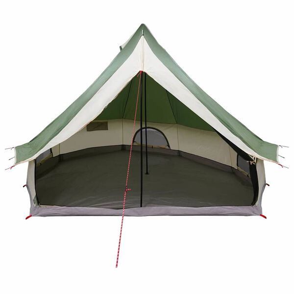 vidaXL Družinski tipi šotor s streho Zelena in bež 400 x 346 x 250 cm