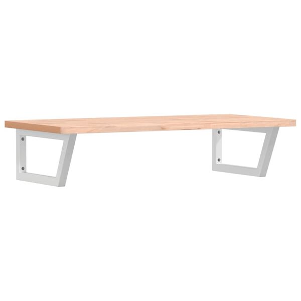 vidaXL Stenska polica za umivalnik jeklo in trdna bukovina