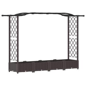 vidaXL Dvignjeno leži&scaron;če s trellisom in streho Rjava 207 x 40 x 126 cm