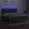 vidaXL Box spring postelja z vzmetnico LED temno siva 200x200 cm blago