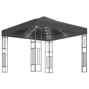 vidaXL Paviljon z LED lučkami 3x3 m antracitno blago