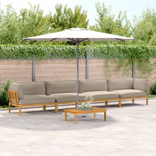 vidaXL Kavčna garnitura z blazino 5 pcs Taupe Masiven les akacije