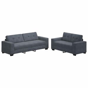 vidaXL 2-delni komplet sedežne garniture z blazinami temno siv žamet