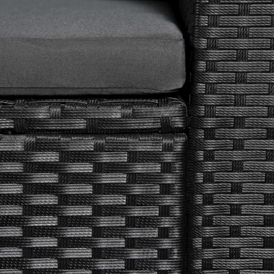 vidaXL Vrtna sedežna garnitura 4-delna poli ratan črna in siva