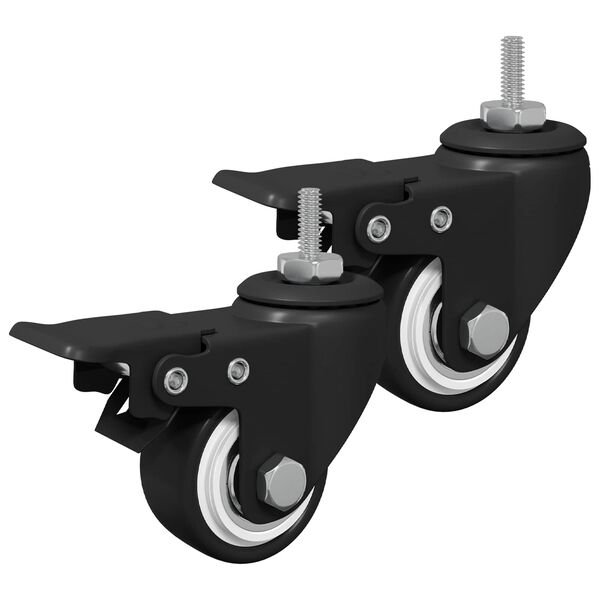 vidaXL Kolesci 2 pcs Črna M6 x 37 mm Železo in najlon