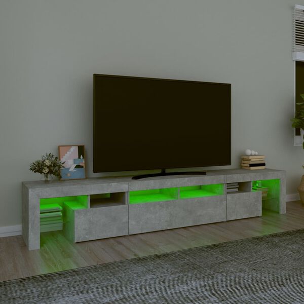 vidaXL TV omarica z LED lučkami betonsko siva 230x36,5x40 cm