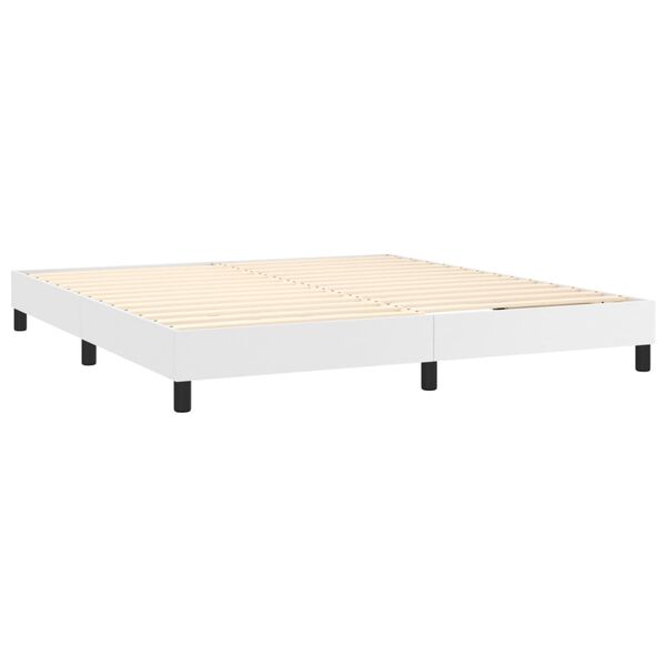 vidaXL Box spring postelja z vzmetnico bel 160x200 cm umetno usnje