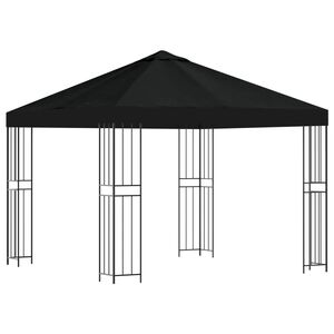 vidaXL Paviljon 3 x 3 m Črna Poliester in jeklo 190 gsm