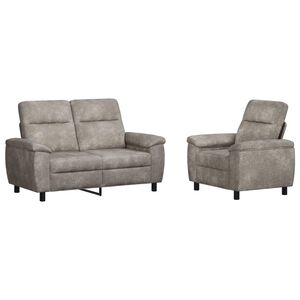 vidaXL Kavčna garnitura 2 pcs Svetlo siva Umetno nubuk usnje