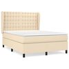 vidaXL Box spring postelja z vzmetnico krem 140x190 cm blago