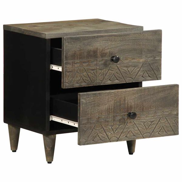 vidaXL Nočna omarica svetlo siva 40x33x46 cm masivni les Mango