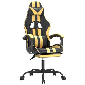vidaXL Gaming stol z oporo za noge črno in zlato umetno usnje
