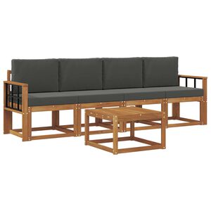 vidaXL Zunanja garnitura za sedenje 5 pcs Naravna in antracitna