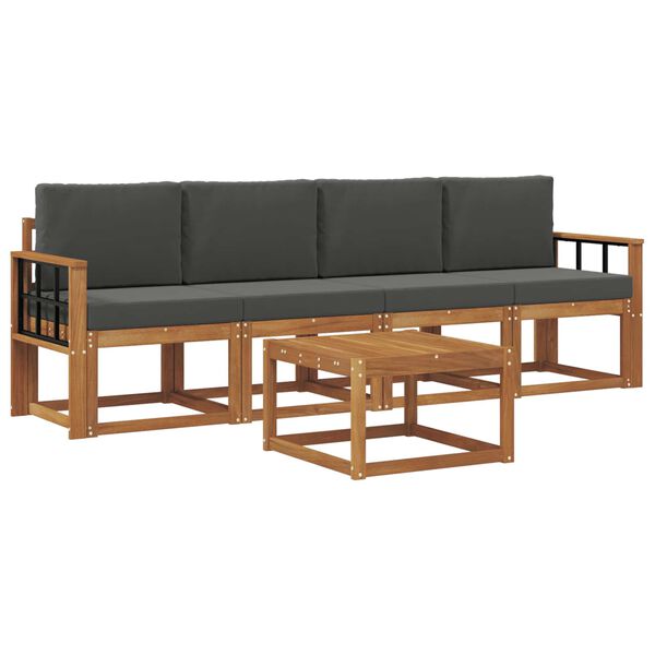 vidaXL Zunanja garnitura za sedenje 5 pcs Naravna in antracitna