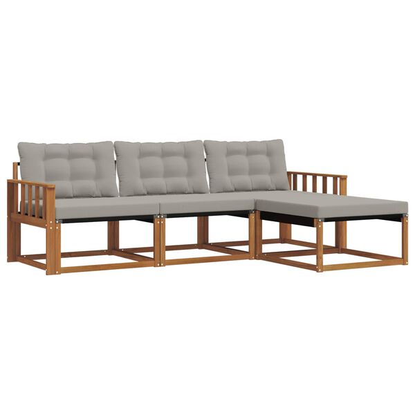 vidaXL Zunanja garnitura za sedenje 4 pcs Naravna in svetlo siva