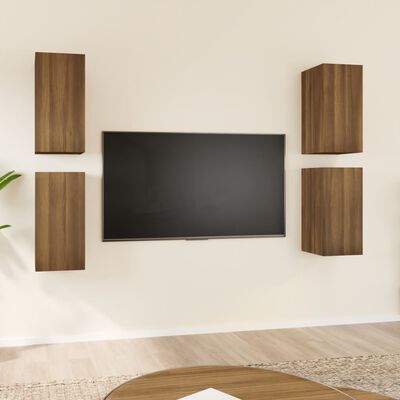 vidaXL TV omarica 4 kosa rjavi hrast 30,5x30x60 cm konstruiran les