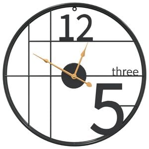 vidaXL Stenska ura črna Ø50 cm železo