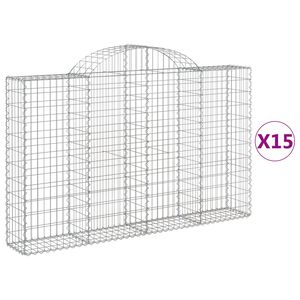 vidaXL Obokana gabionska ko&scaron;ara 15 kos 200x30x120/140cm cinkano železo