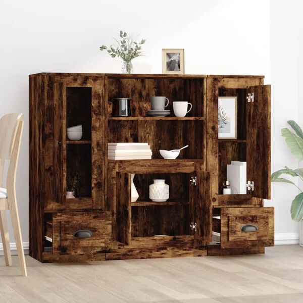 vidaXL Visoke omare 3 kosi dimljen hrast inženirski les