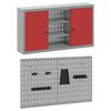 vidaXL Komplet omare in pegboard 3 pcs Rdeča 100 x 20 x 115 cm Jeklo