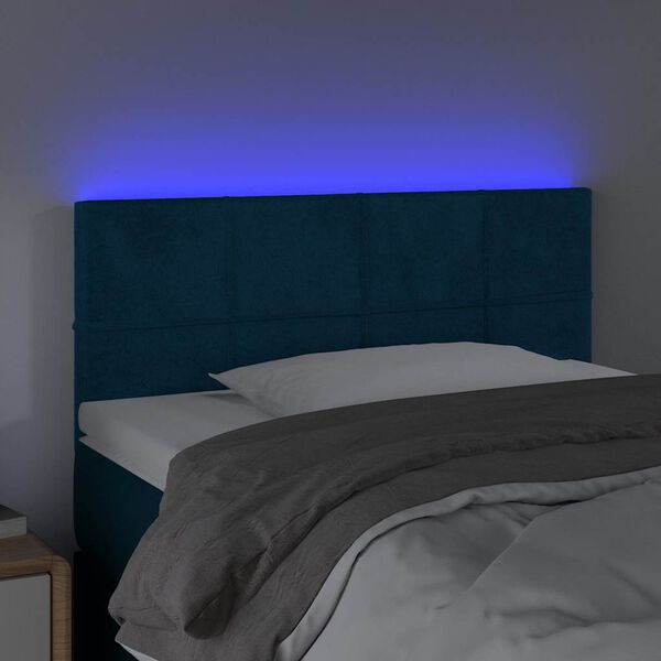 vidaXL LED posteljno vzglavje temno modro 80x5x78/88 cm žamet