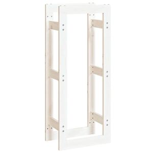 vidaXL Stojalo za drva belo 41x25x100 cm trdna borovina