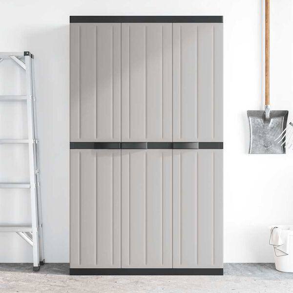vidaXL Zunanja omara siva in črna 97x37x165 cm PP