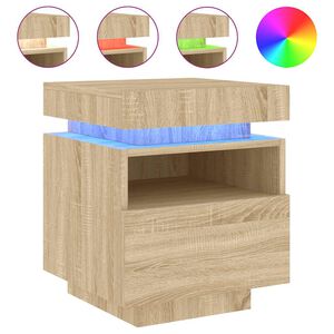 vidaXL Nočna omarica z LED lučkami sonoma hrast 40x39x48,5 cm
